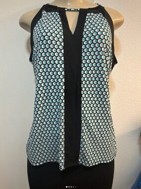 Worthington women Black White & light blue Geometric Halter Camisole size PL